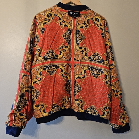 Royalty By Maluma Men's Reversible Multicolor Kaleidoscope Bomber Jacket Medium. - Picture 8 of 15